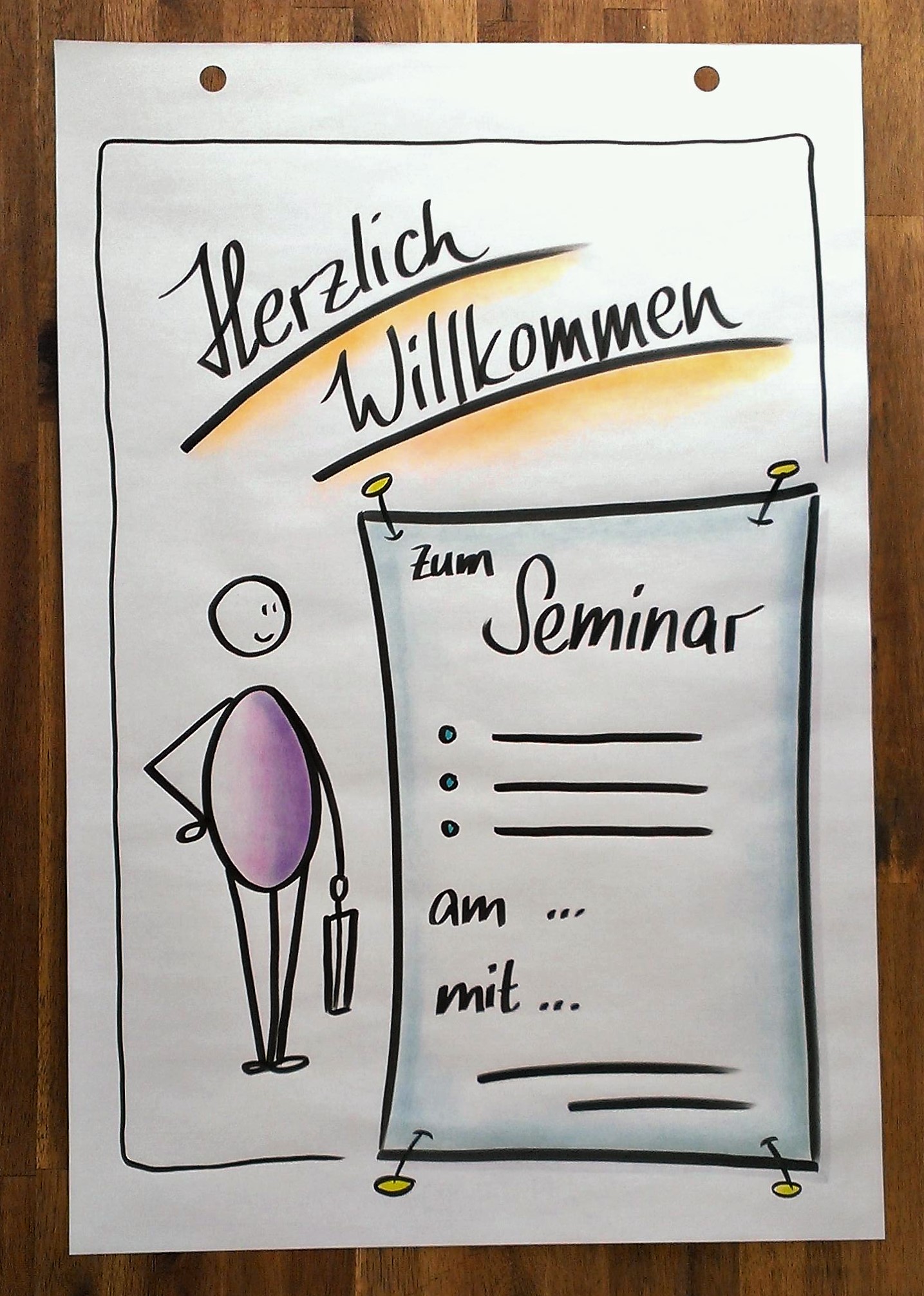 Herzlich Willkommen Flipchart Stil Auf Ganzer Linie